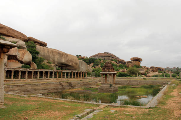 istock Khrisna Bazaar, pillars, and a pond in Hampi 1040774220