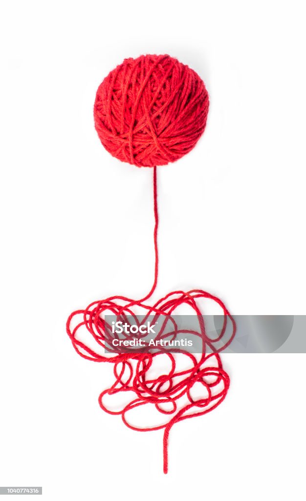 Red yarn Red knitting yarn for handicrafts isolated on white background Red Stock Photo