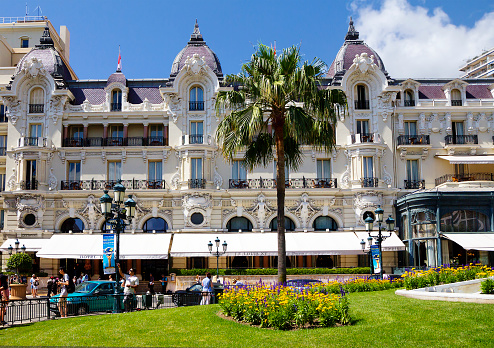 Monaco-June 14,2012: Hôtel de Paris. Luxury hotel de Paris (FR. Hotel de Paris) is a luxury hotel in Monte Carlo. Located near the casino \
