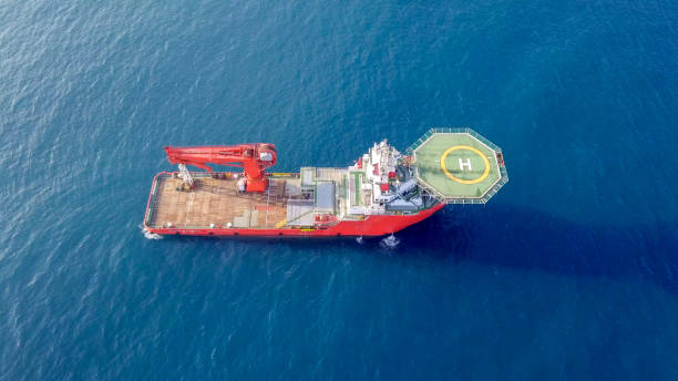 istock Aerial image of a Medium size red Offshore supply ship 1040814002