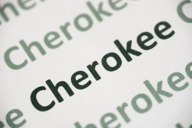 istock word Cherokee language printed on paper macro 1040819720