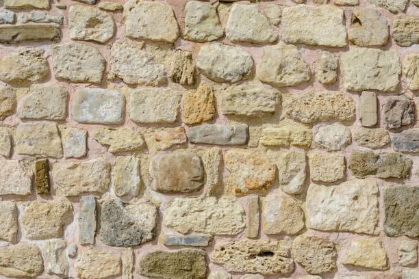 istock Wall with stones in random size, textured wall for background. 1040820606