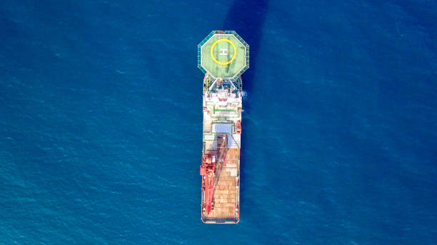 istock Aerial image of a Medium size red Offshore supply ship 1040821358