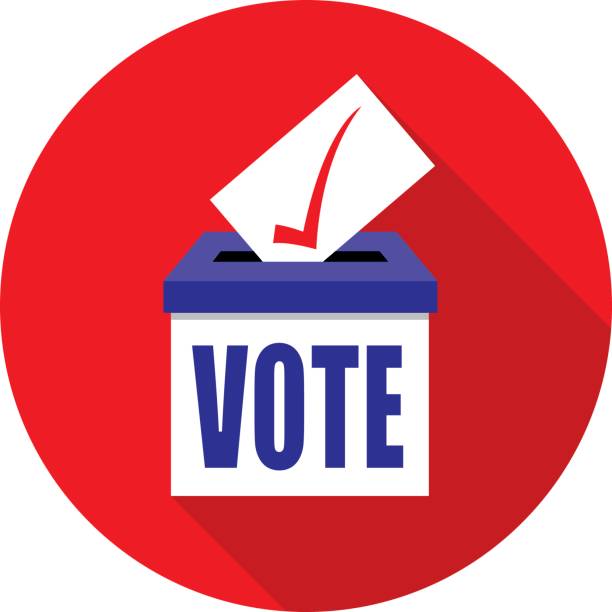 ilustrações, clipart, desenhos animados e ícones de ícone da caixa de cédula de círculo vermelho - ballot box election box voting