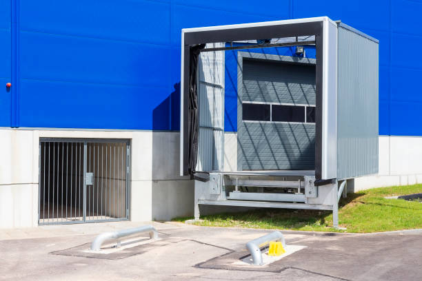 istock Loading dock at a warehouse. modern logistics center. docking stations of a distribution center. 1040838610