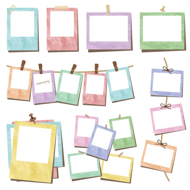aquarell bild-foto-frame-set - aquarell fotos stock-grafiken, -clipart, -cartoons und -symbole