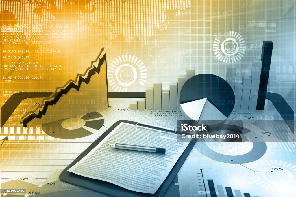 Stock market report Stock market report. 3d illustration Market Research Stock Photo