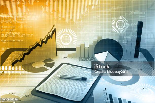 Stock Market Report Stock Photo - Download Image Now - Market Research, Bid, Research