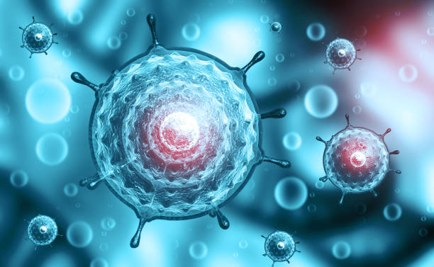istock virus on medical  background 1040868364