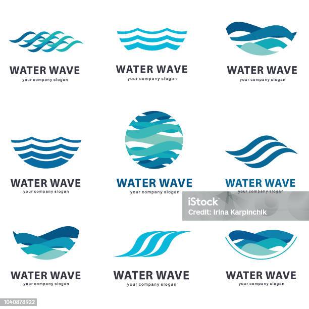 Collection Of Vector Elements For Water Stock Illustration - Download Image Now - Logo, Wave - Water, Water