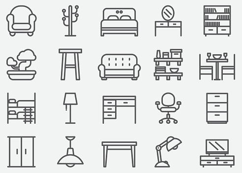 Home Furniture Line Icons