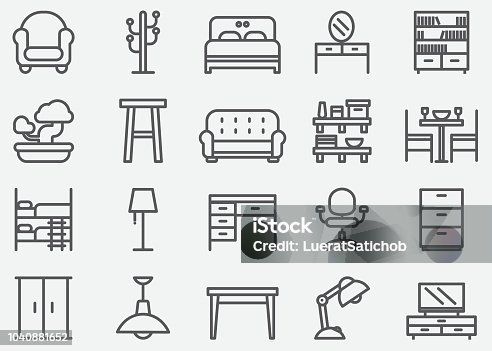 istock Home Furniture Line Icons 1040881652