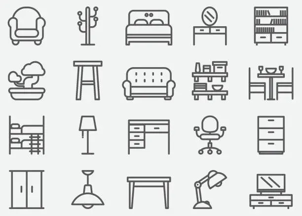 Vector illustration of Home Furniture Line Icons
