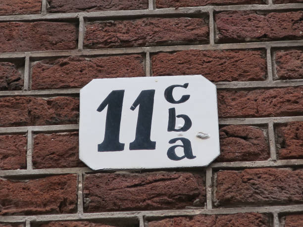 istock number 11 abc with first, second and third floor on a wall in Amsterdam 1040881666