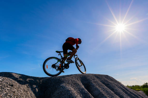 istock Cyclist riding mountain bike. 1040882868