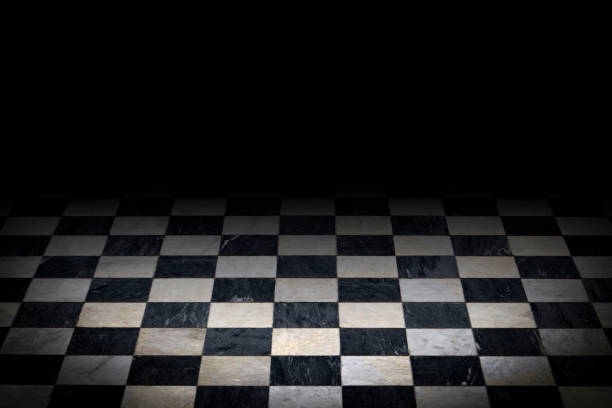 istock Antique checkered marble floor. Black and white tiled background 1040886058
