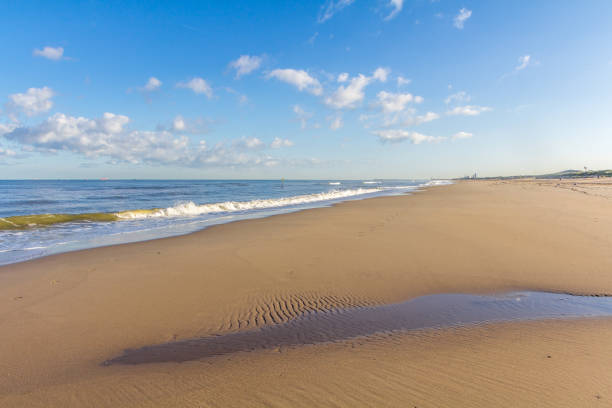 istock sunny smooth sand beach with blue sky and clouds 1040886876