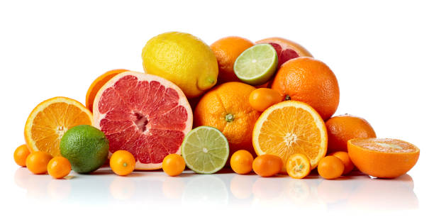 istock Isolated citrus fruits on white background. 1040891372