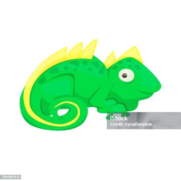 Iguana Cartoon Lizard Animal Character Green Reptile Vector Illustration Stock Illustration - Download Image Now