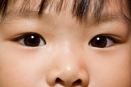 Close-up of a little Asian girl eyes
