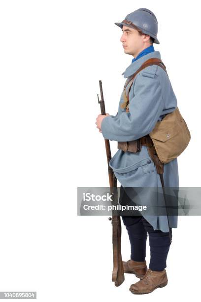 French Soldier 1914 1918 Isolated On White Background Stock Photo - Download Image Now