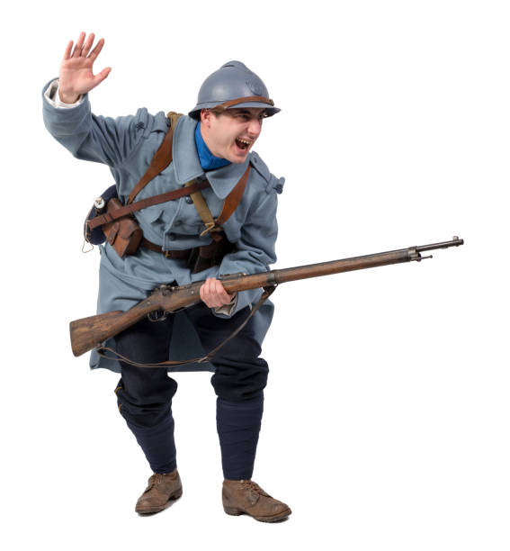 istock French soldier 1914 1918 attack, November 11th on white background 1040896174