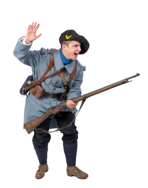istock French soldier 1914 1918 attack, November 11th on white background 1040896214