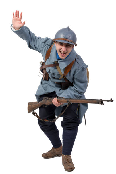 istock French soldier 1914 1918 attack, November 11th on white background 1040896256