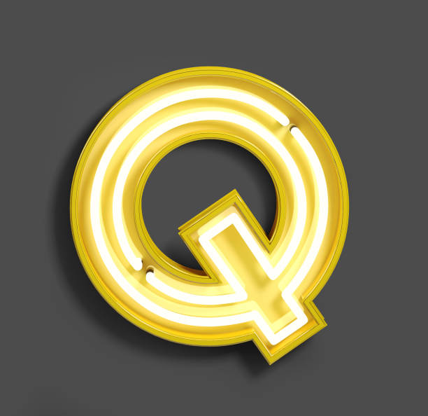 istock Bright Neon Font with fluorescent yellow tubes. Letter Q. 1040896956