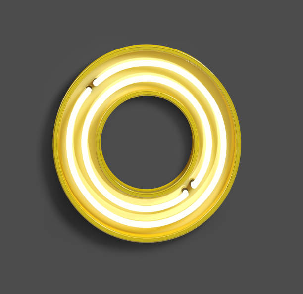 istock Bright Neon Font with fluorescent yellow tubes. Number 0. 1040897110