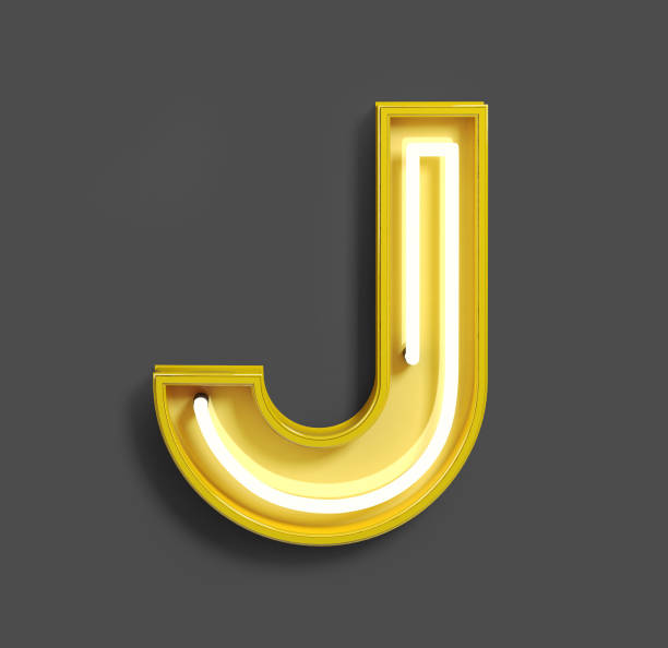istock Bright Neon Font with fluorescent yellow tubes. Letter J. 1040897462