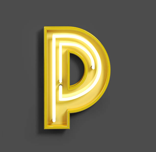 istock Bright Neon Font with fluorescent yellow tubes. Letter P. 1040897690