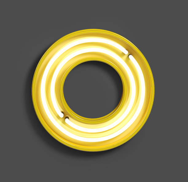 istock Bright Neon Font with fluorescent yellow tubes. Letter O. 1040900816