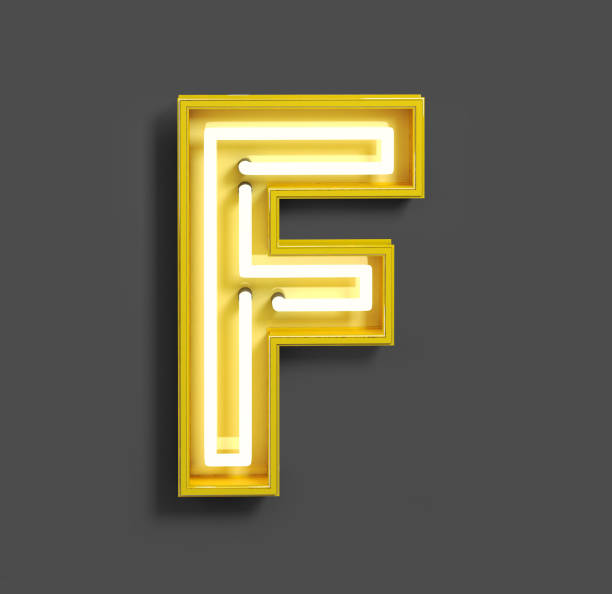 istock Bright Neon Font with fluorescent yellow tubes. Letter F. 1040901006