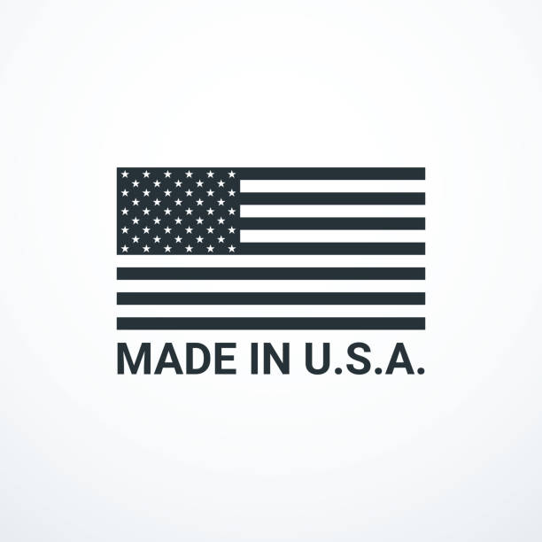 Made in USA badge with USA flag elements. Vector illustration Made in USA badge with USA flag elements. Vector illustration eps 10 usa made in the usa industry striped stock illustrations
