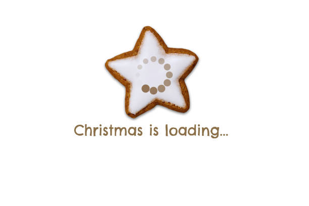 Christmas is loading concept Christmas card stock photo