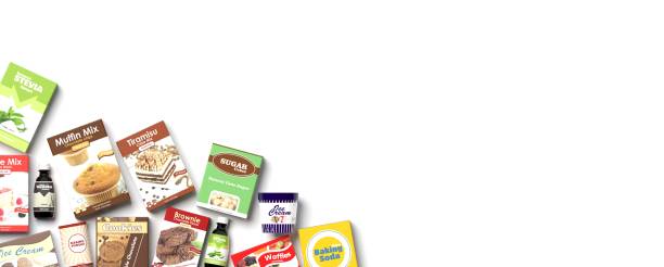 istock Various sweets products on white background. 3d illustration 1040916764