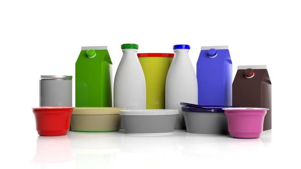 istock Set of dairy breakfast products on white background. 3d illustration 1040916952