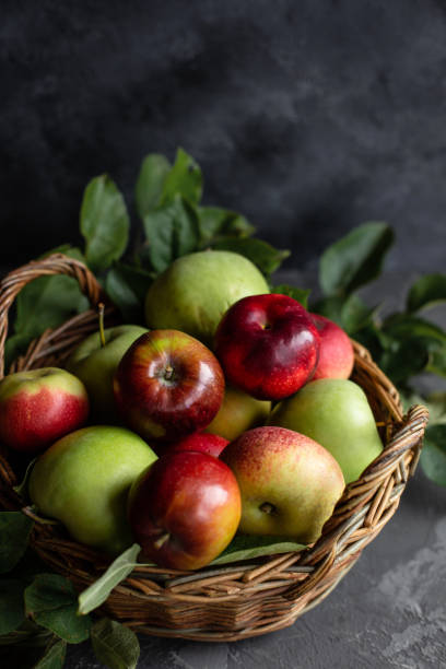 istock Ripe apples in basket. View from the top. 1040921022