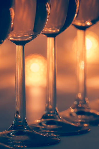 Close up of glasses of champagne.
