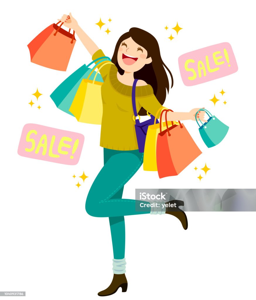 Ventes des boutiques - clipart vectoriel de Faire les courses libre de droits