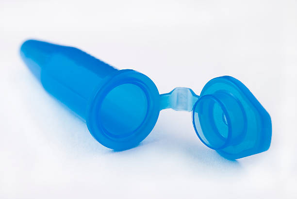 Blue centrifuge tube stock photo