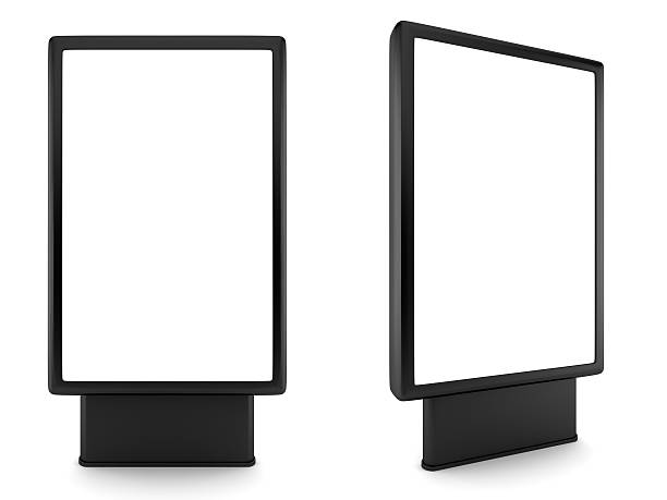 Two blank black advertising billboards on white  commercial sign photos stock pictures, royalty-free photos & images