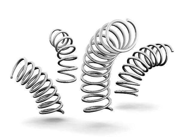 Spring and dynamic concept Silver spring and dynamic concept 3d isolated illustration coiled spring stock pictures, royalty-free photos & images