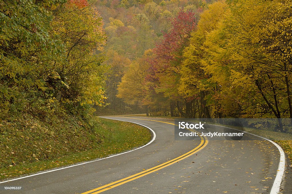 Carretera de otoño colorido - Foto de stock de Carretera con curvas libre de derechos