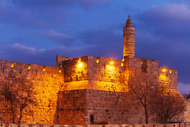 istock Ancient Citadel inside Old City at Night, Jerusalem 1040955718