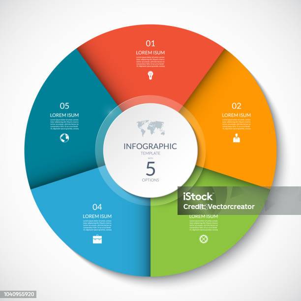 Koło Infograficzne Wektorowe Schemat Cyklu Z 5 Opcjami Może Być Używany Do Wykresu Wykresu Raportu Prezentacji Projektowania Stron Internetowych - Stockowe grafiki wektorowe i więcej obrazów Liczba 5
