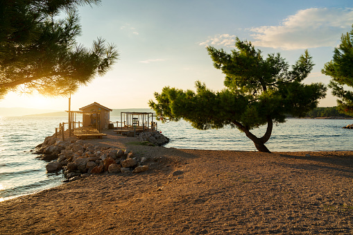 Sunny beach in Punat , Krk Island Croatia