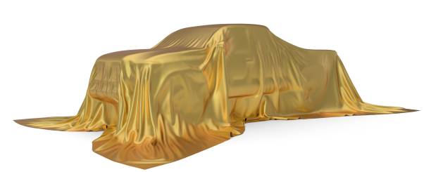 istock golden silk covered Pickup truck concept. 3d illustration 1040962052