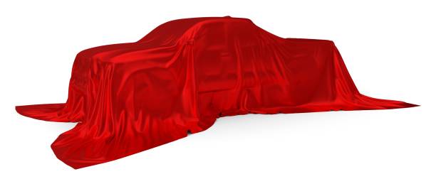 istock red silk covered Pickup truck concept. 3d illustration 1040965328